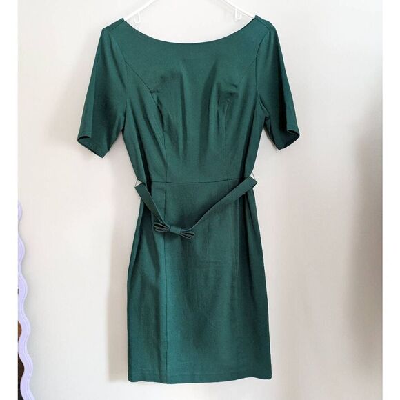 Modcloth Emerald Green Belted Midi Dress - Picture 4 of 6